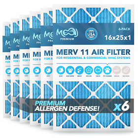 16x25x1 Air Filter 6-pack Merv 11 Moaj Premium Allergy Defense Made In Usa