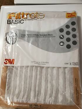3m 051141360775 Filtrete 16 Inch X 20 I Basic Pleated Furnace Air Cleaning Filter - Pack 3