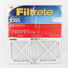 1085 3m 051141388458 Filtrete Mpr Electrostatic Air Filter Allergen Defense Extra 20x22x1 In