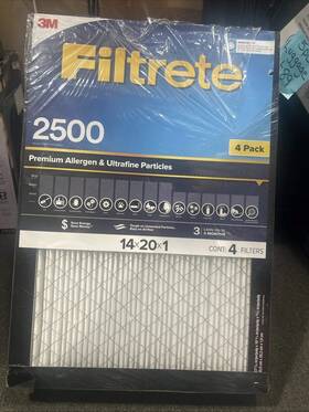 3m 076308426873 Filtrete 2500 14x20x1 Premium Allergen Ultrafine Air Filter 4 Pack