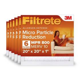 3m 076308874636 802-2pk-3 Filtrete 20x20x1 Hvac Furnace Air Filter Mpr 800 Merv 10 Micro