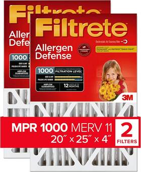 3m 313020085026 Filtrete 20x25x4 Ac Furnace Air Filter Mpr 1000 Dp Micro Allergen Defense Dee