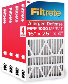 3m 313029069096 Filtrete 16x25x4 Air Filter Merv 11 Mpr 1000 Micro Allergen Defense 4-pack Fit