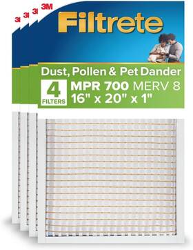 700-4pk-1e 3m 16x20x1 Furnace Air Filter Merv 8 Mpr 700 Pleated 3-month 4-pack Hvac
