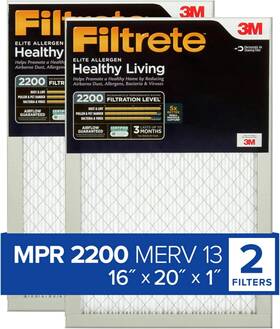 3m 705353127045 Filtrete 16x20x1 Ac Furnace Air Filter Merv 13 Mpr 2200 Elite Allergen Bacte