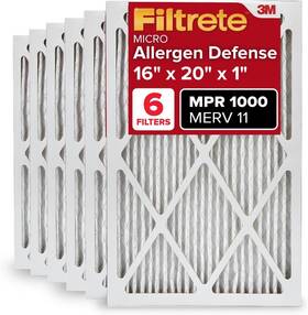 3m 705353788703 Filtrete 16x20x1 Air Filter 6-pack Merv 11 Mpr 1000 Micro Allergen Defense
