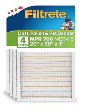 722-4pk-1e 3m Filtrete 20x30x1 Ac Furnace Air Filter Merv 8 Mpr 700 4 Pack Pleated Free Ship