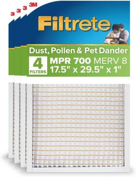 758-4 3m Filtrete 17.5x29.5x1 Air Filter Mpr 700 Merv 8 Clean Living Dust Pollen And
