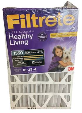 1550 3m Filtrete 068060467805 Ultra Allergen Healthy Living Filtration Level 16x25x4 - 4 Pack