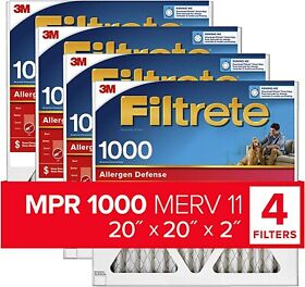 3m Filtrete 20x20x2 Ac Air Furnace Filters Mpr 1000 Allergen Defense 4 Pack