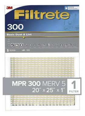 303-h-4 3m Filtrete Basic Dust And Lint Air Filter 300mpr Merv5 20 Inch X 25 1 Pack Of