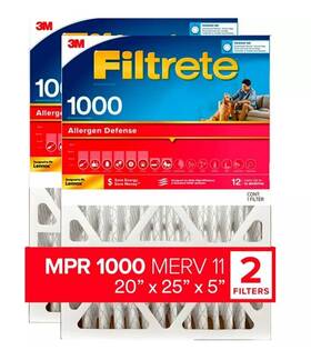 Nadp03-5in-2-l 3m Filtrete New Lot Of 2 5- Inch Mpr 1000 Allergen Defense Furnace Filters 20x25x5