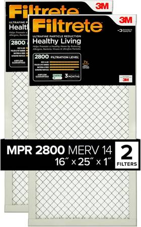 Uf01-2pk-1e 3m Filtrete 16x25x1 Air Filter Mpr 2800 Merv 14 Healthy Living Ultrafine Particl