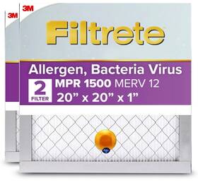 Ur02-2pk-1e 3m 2 Pack Filtrete 20x20x1 Hvac Furnace Air Filter Mpr 1500 Merv 12 Allergen New