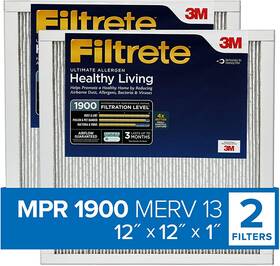 Ut10-2pk-6e 3m Filtrete 12x12x1 Ac Furnace Air Filter Mpr 1900 2 Count Pack Of 1 White