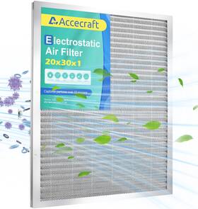 Accecraft 716032913576 20x30x1 Electrostatic Air Filter Washable And Reusable Aluminum Ac/hvac Furnac