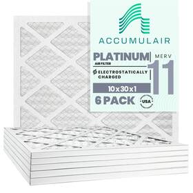 Accumulair 886566135475 Platinum 10x30x1 9.75x29.75 11 Air Filter/ 6 Pack