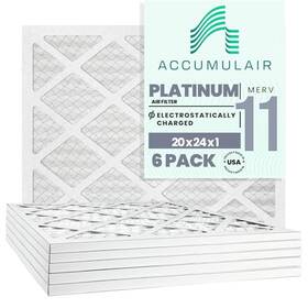 Accumulair 886566136557 Platinum 20x24x1 19.75x23.75 11 Air Filter/ 6 Pack