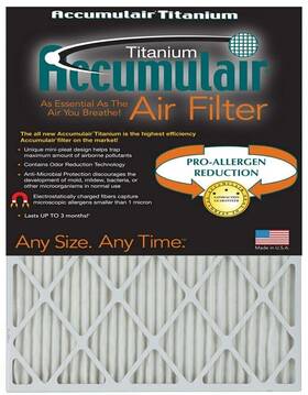 Accumulair 886566182721 Titanium 16x25x1 15.5x24.5 High Efficiency Allergen Reduction Air Filter/fu