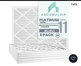 Fa20x30 Accumulair 6 Platinum 20x30x1 Merv 11 Air Filters Pack