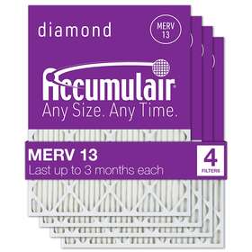 Fd16x25 Accumulair 4 Diamond 16x25x1 Merv 13 Air Filter/furnace Filters Pack