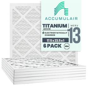 Fi17.5x23.5n Accumulair 6 17.5x23.5x1 17.1 X 23.1 Titanium 1-inch Filter Merv 13 Pack
