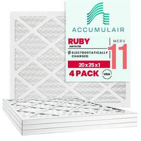 Fr20x25 Accumulair 4 20x25x1 19.5 X 24.5 Ruby 1-inch Filter Merv 11 Pack