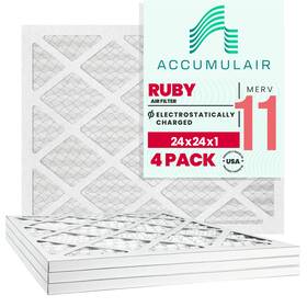 Fr24x24n Accumulair 4 24x24x1 23.38 X Ruby 1-inch Filter Merv 11 Pack