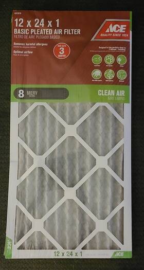 Ace 082901024705 12x24x1 Cotton 8 Merv Pleated Air Filter 3 Pack
