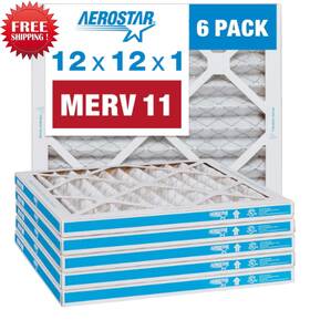 Aerostar 12x12x1 Merv 11 Pleated Air Filter Ac Furnace 6 Pack