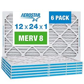 Aerostar 12x24x1 Merv 8 Pleated Air Filter Ac Furnace 6 Pack
