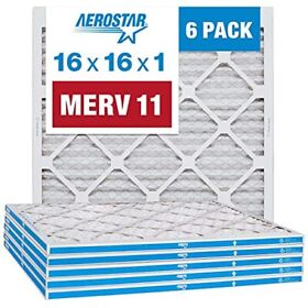 Aerostar 16x16x1 Merv 11 Pleated Air Filter Ac Furnace 6 Pack