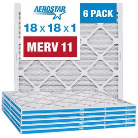 Aerostar 192212000043 18x18x1 Merv 11 - 6 Count Pleated Hvac Furnace And Air Conditioner