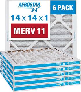 Aerostar 192212000364 14x14x1 Merv 11 Pleated Air Filter Ac Furnace 6 Pack