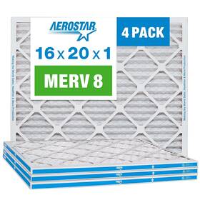 Aerostar 192212001231 16x20x1 Merv 8 Pleated Air Filter Ac Furnace 4 Pack