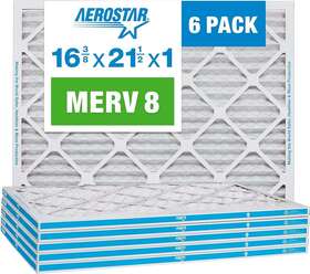 Aerostar 192212001286 16 3/8x21 1/2x1 Merv 8 Pleated Air Filter Ac Furnace 6 Pack 3/8 Inch