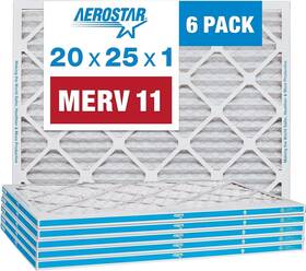 Aerostar 192212002146 20x25x1 Merv 11 Pleated Ac Furnace Air Filter 6 Pack