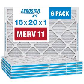 Aerostar 192212002221 16x20x1 11 Pleated Air Filter Ac Furnace 6 Pack Actual Size 15