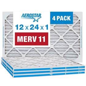 Aerostar 192212003402 12x24x1 11 Pleated Air Filter Ac Furnace 4 Pack Actual Size