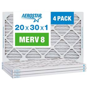 Aerostar 192212008582 20x30x1 Merv 8 Pleated Air Filter Ac Furnace 4 Pack Actua