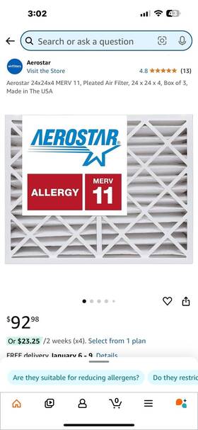 Aerostar 192212011926 24x24x4 Ac And Furnace Filter - Merv 11 Box Of 6