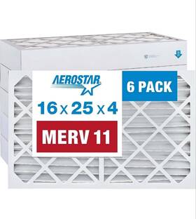 Aerostar 192212013135 16x25x4 Merv 11 Pleated Air Filter Ac Furnace 6 Pack Actual Siz