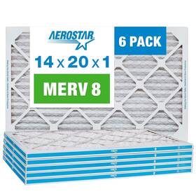 Aerostar 192212013180 14x20x1 8 Pleated Air Filter Ac Furnace 6 Pack Actual Size 13