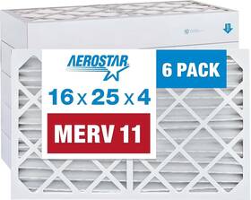Aerostar 192212039616 16x25x4 Merv 11 Furnace Air Filter 6 Pack Actual 15 1/2 Inch X24 X3 3/4