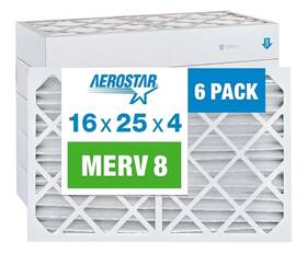 Aerostar 192212040094 16x25x4 Furnace Air Filters Merv 8 6 Pack By