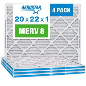 Aerostar 192212058419 20x22x1 8 Pleated Air Filter Ac Furnace 4 Pack Actual Size 19