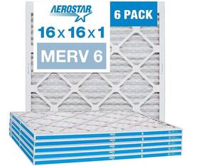 Aerostar 192212080120 16x16x1 6 Pleated Air Filter Ac Furnace Pack Actual Size 15
