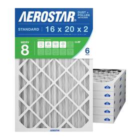 Aerostar 313106778781 Furnace Filter 16x20x2 Merv 8 6x Count Captures Dust Lint And Pollen