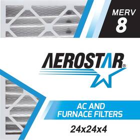 Aerostar 682318960155 24x24x4 Merv 8 Pleated Air Filter Ac Furnace 6 Pack