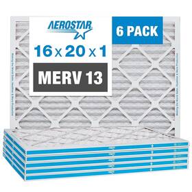Aerostar 691166130658 16x20x1 Merv 13 Pleated Air Filter Ac Furnace 6 Pack Size